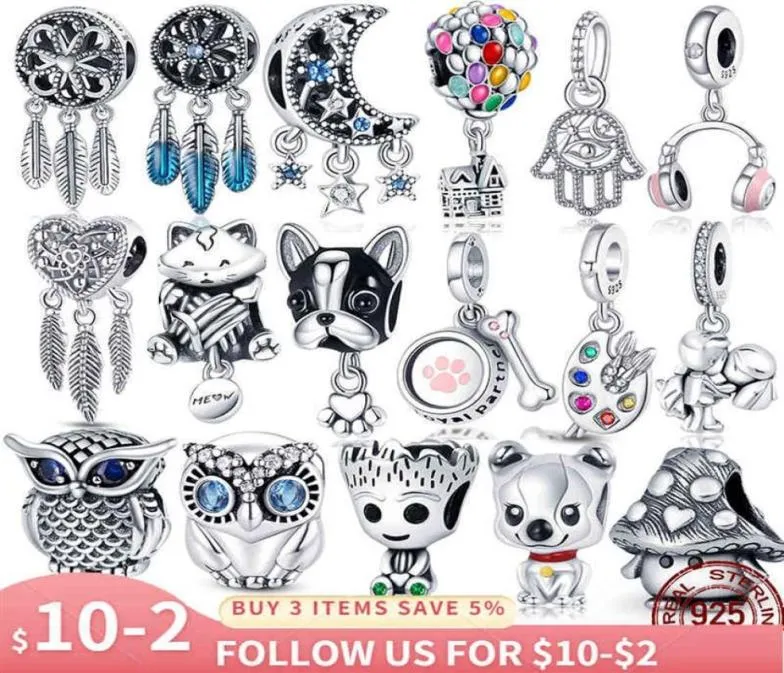 Plata Charms of Ley 925 Silver Dream Catcher Serisi Fit 925 Orijinal Bilezikler Pulseira DIY 2021 New280p4098789