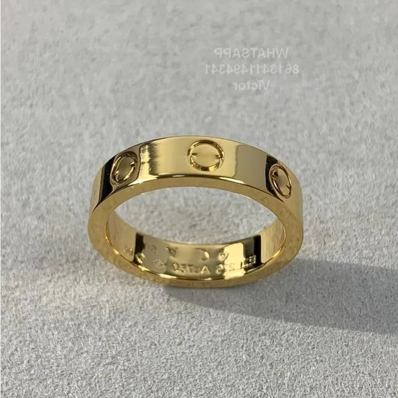 Anillo de amor V oro 18K 36 mm nunca se desvanecerá anillo estrecho sin diamantes marca de lujo reproducciones oficiales Con caja de contador pareja rin Vuqq