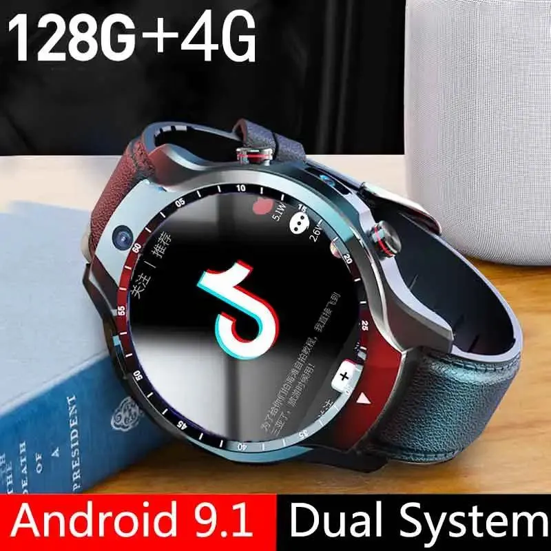 Watches Lzkakmr 4G A1 Smart Watch Dual System Android 9 Men WiFi GPS 1.6 "Skärmvideo Ring kamera 128G Men Ceramic Smartwatch Blood O2