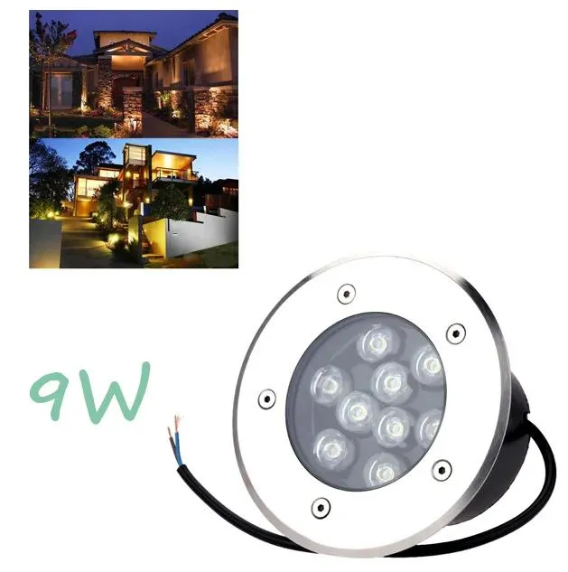 Lampy antykoroziona IP67 Wodoodporna 9W AC85265V LED Outdoor Ground Garden Path Floor Podłóg Podział Lampy Krajobrazu Lampka Krajobrazowa Światło