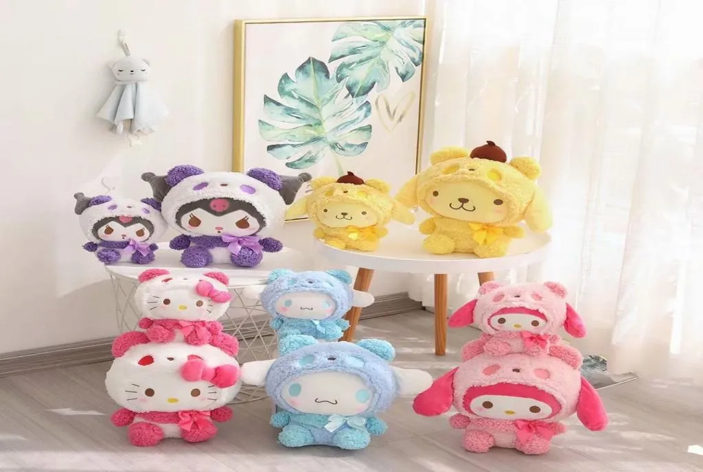 30 cm Kawaii Plush Dolls Anime Kuromi My Melody Cinnamoroll Cos Panda Series Decor Decor Soft Toys for Girl