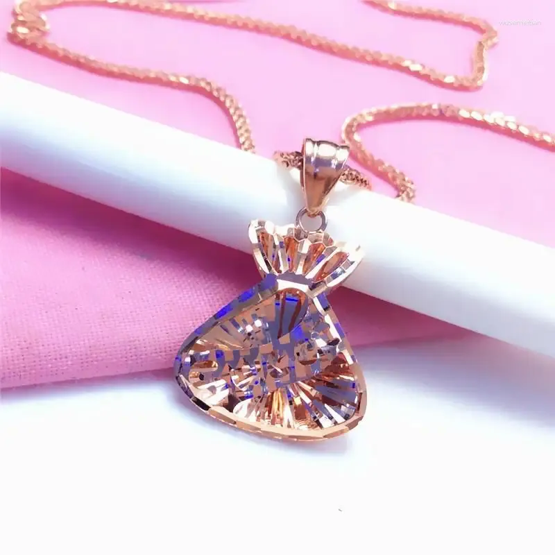Pendant Necklaces Female 18k Color Gold Plated Shiny Purse Fashionable 585 Purple Bling Necklace Collarbone Chain Simple Fashion