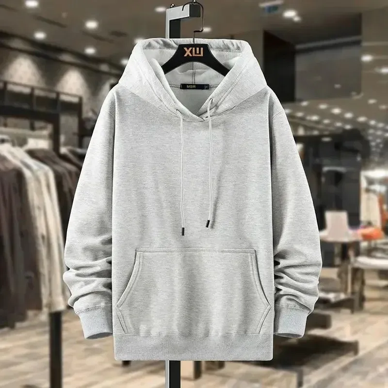 Sweatshirt for Men No White Solid Male Clothes Simple Hooded Hoodies Cotton Pastel Color Aesthetic Welcome Deal Designer S 240104