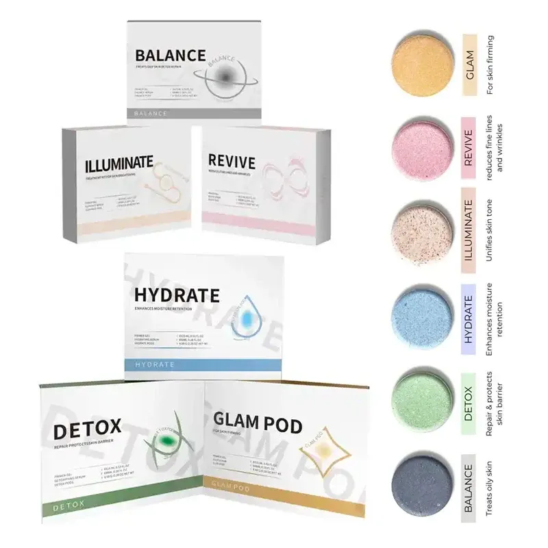 5 caixas 6 tipos diferentes kit de oxigênio CO2 GLAM DETOX HYDRATE BALANCE ILLUMINATE REVIVE Pods Cuidados com a pele Cápsulas clareadoras