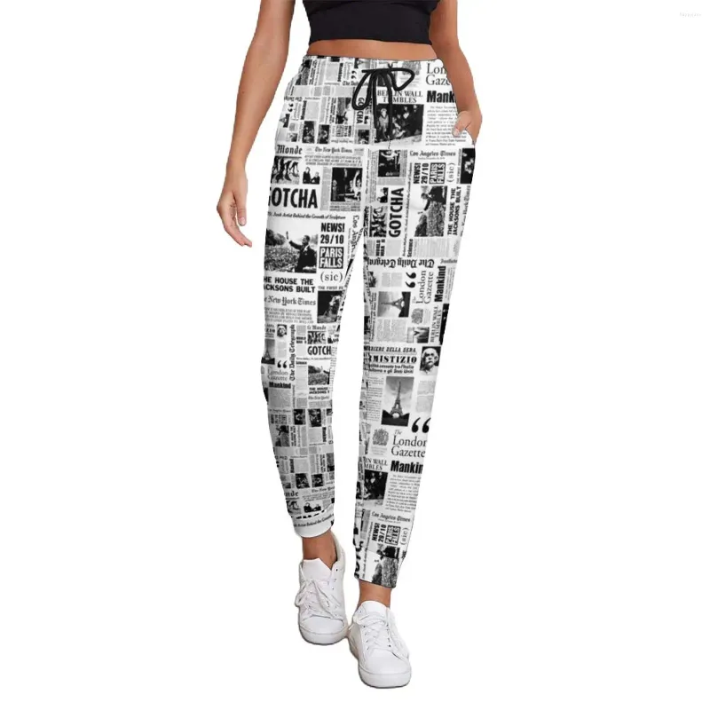 Pantalon féminin vintage jogger jogger noir blanc street wear joggers printemps dames frendy graphic big taille pantalon d'anniversaire cadeau