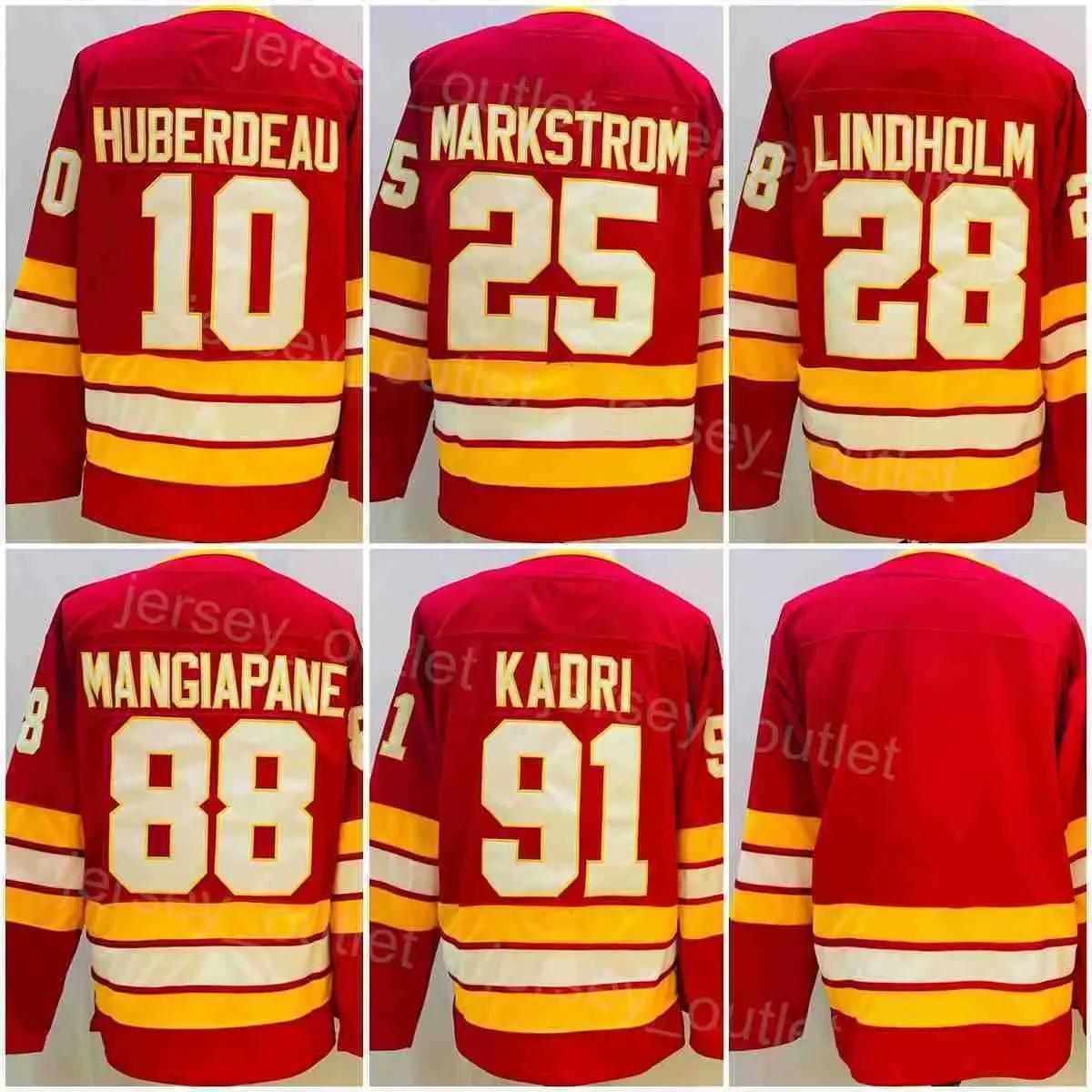 Uomo Reverse Retro Hockey 10 Maglia Jonathan Huberdeau Blank 88 Andrew Mangiapane 91 Nazem Kadri 25 Jacob Markstrom 28 Elias Lindholm Tutti