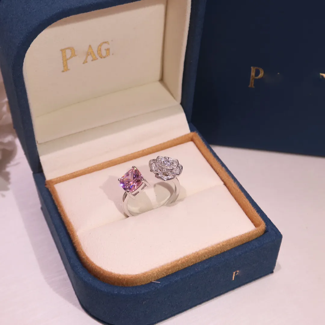 Кольцо дизайнерское кольцо роскошные ювелирные кольца кольцо с розовым бриллиантом кольцо из розы платиновое со сверкающими бриллиантами модные темпераментные украшения для подруги