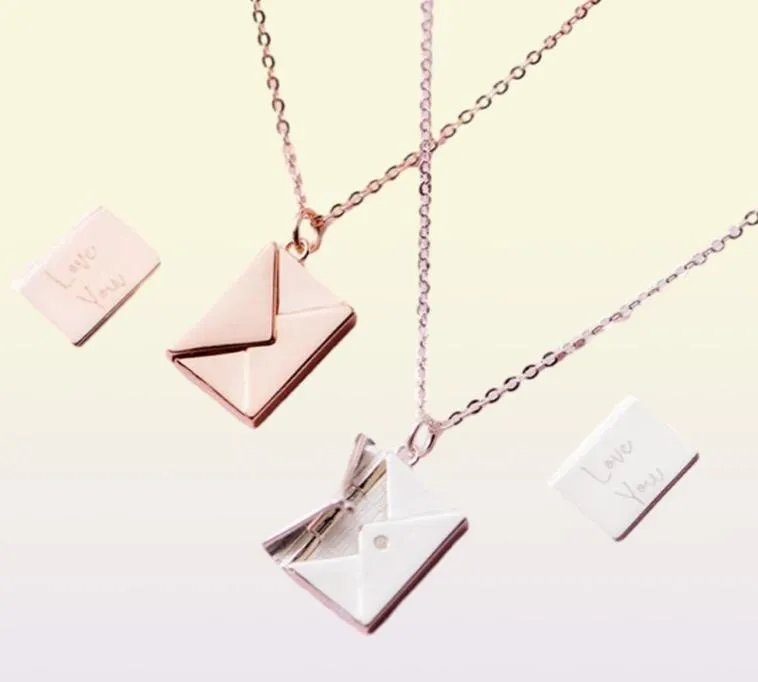 Fashion 18K Gold Plated Stainless Steel Pendant Little Message Envelope Chain Necklace for Girl7353543