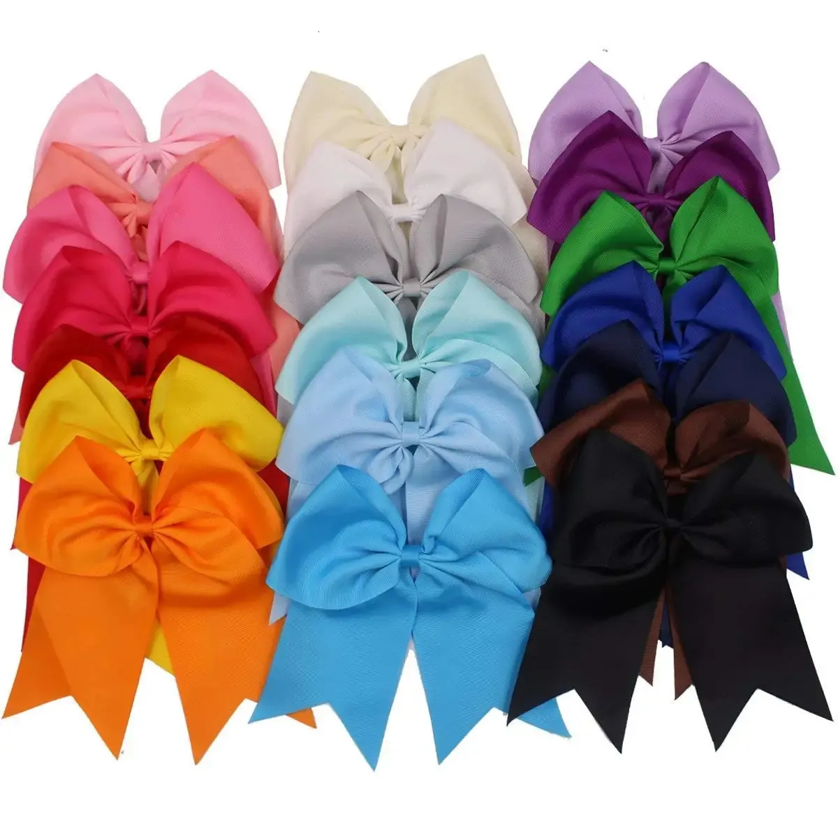 8 Stora bågar för flickor hästsvanshållare Grosgrain Ribbon Cheerleading Bows Elastic Hair Tie Bands for Baby Girls School College 240105