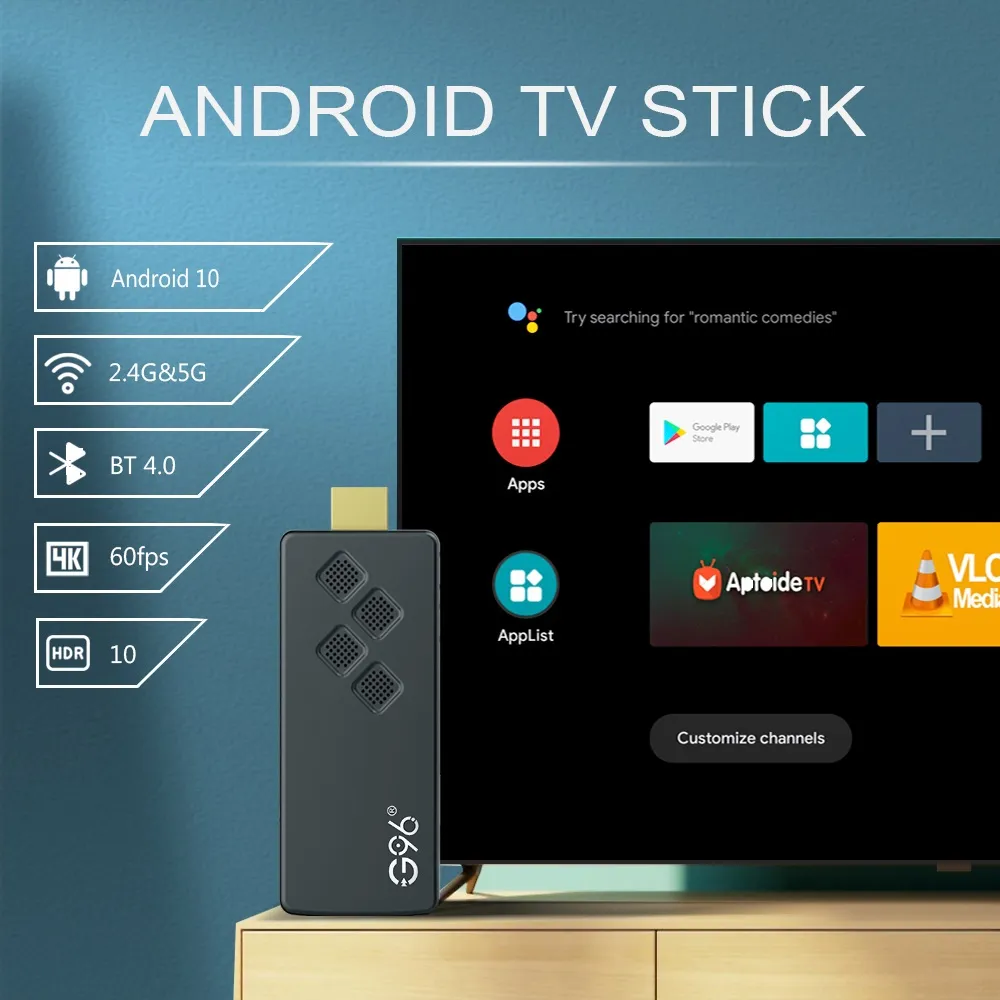 Clé Android TV Stick 14.0 – 4K, 2 Go RAM, 16 Go, WiFi 6, Commande Vocale, H313 – Pour Smart TV (modèle H 2+16)