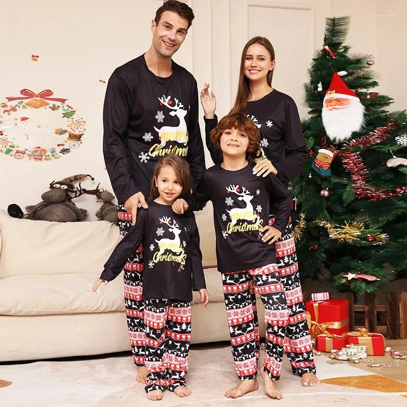 Damen-Nachtwäsche, Weihnachten, Eltern-Kind-Pyjama-Set, Familiennachtwäsche, Damen, Herren, Kind, Weihnachtsmann, bedruckt, langärmelig, Hose, Heimkleidung