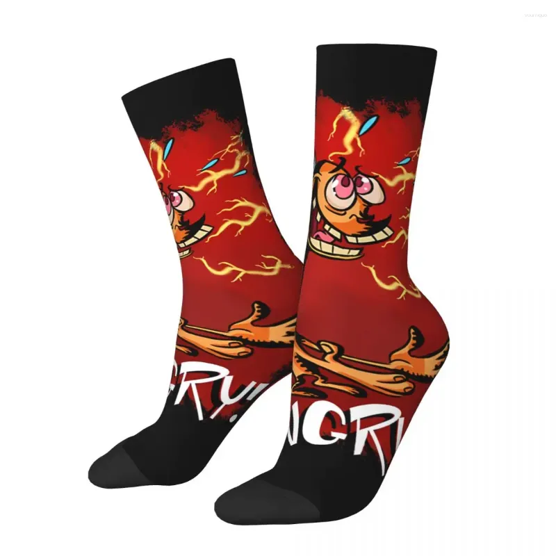 Chaussettes pour hommes drôle fou Compression Ren est tellement en colère chaussette pour hommes Hip Hop Harajuku t-the Stimpy Show dessin animé bonne qualité