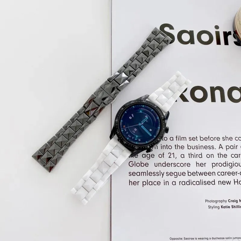 Montres bracelet en céramique 22mm pour Samsung Galaxy watch 3 45mm Gear S3/Huawei watch GT GT2 46mm bracelet Fran28k pour Amazfit GTR 47mm