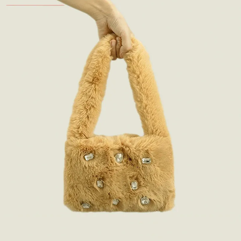 Sacs fourre-tout en maçonnerie haut de gamme pour femmes, sacs à main et sacs à main en poils de lapin d'hiver, sac Design de Niche à la mode 240104