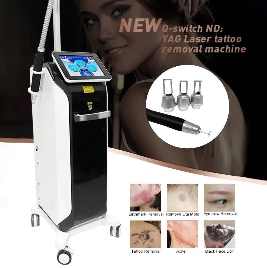 Professionelle Laser Tattoo Entfernen Augenbrauen Waschmaschine 3 Wellenlänge Nd Yag Pikosekunden Laser Naevus Akne Behandlung Haut Glatt Instrument