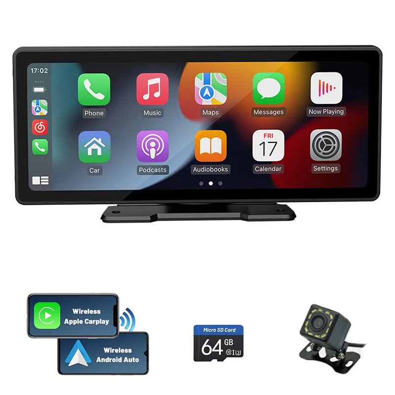 Auto 10.26 -calowy samochód Wideo bezprzewodowe Apple CarPlay Android Auto IPS Touch Screen CAR STEREO Z KAMPĘ BLUETOOTOTU Bluetooth Wsparcie Siri/Google Assistant FM