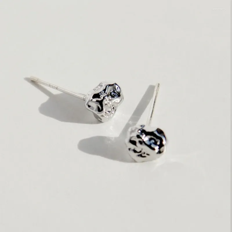 Stud Earrings ES004 Personalized Design Mimics The Shape Of Volcanic Lava Ore Mini With Sterling Silver Allergy Prevention