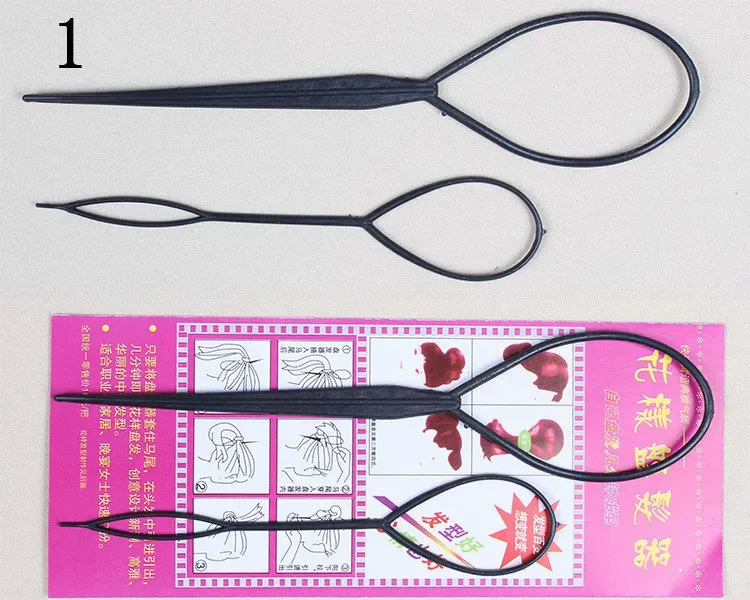 2 pezzi per donne ragazze bambini accessori per capelli coda di cavallo creatore Topsy anello in plastica strumenti per lo styling treccia di capelli calda LL