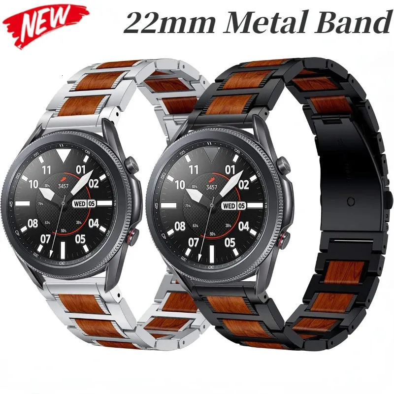 22mm Metal Rosewood Strap Watch 3 Gear S3 4 Pro GT432 Wooden Wristband Amazfit GTR 4Stratos Belt 240104