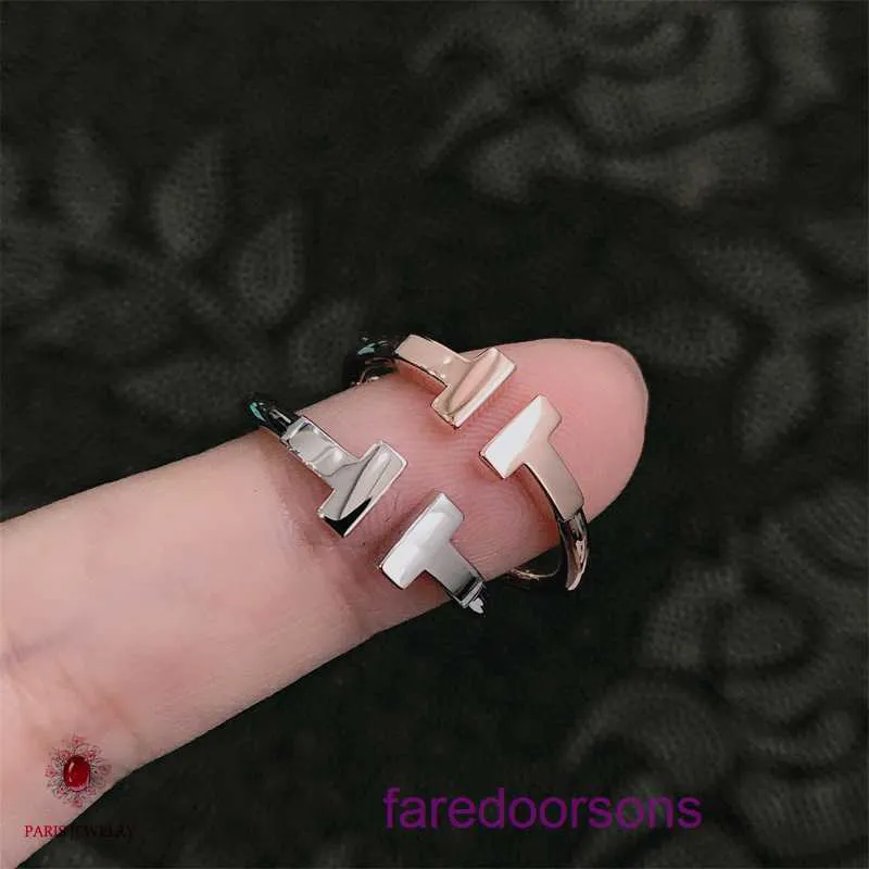 Wiszący pierścień krawat home obroża projektant biżuterii tifannissm twórcza moda trend myszy t podwójny pierścień Diamond bezpłatny gładka twarz ma oryginalne pudełko