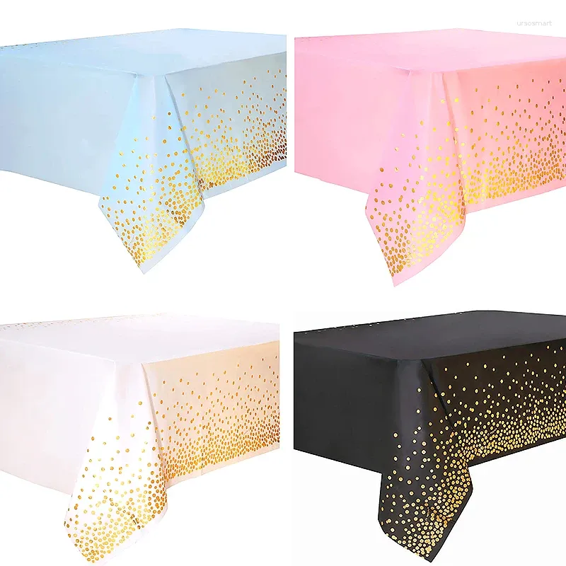 Nappe 1 pièces 137x274Cm nappe jetable points colorés paillettes couverture en plastique rectangulaire pour mariage bébé douche fête décor