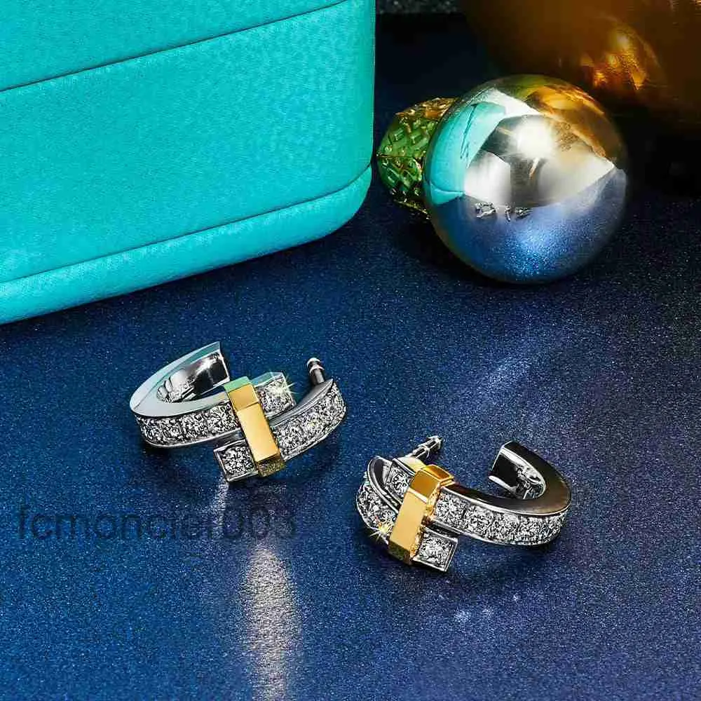 Pendientes de plata de ley 925 con diseño de tachuelas, pendientes geométricos de cristal para fiesta de boda, acero de titanio Simple para mujer Qabz 6Q4Y