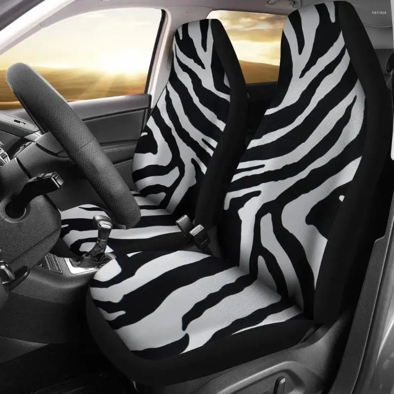 Autositzbezüge, Schwarz-Weiß-Zebra-Bezugsset, 2-teiliges Zubehör, Matten