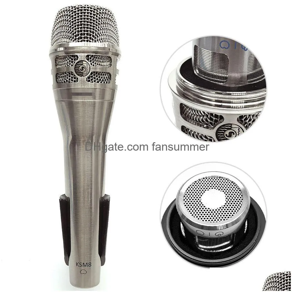 Microfoons Professionele Dynamische Handmicrofoon Voor Shure Ksm8 Karaoke Bedraad Met Clip Hoge Kwaliteit Stereo Studio Mic Drop Deliv Dhu39