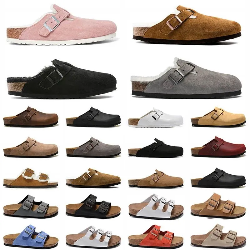 2024 Birkinstocks 슬리퍼 디자이너 Buke Shoes Germany Boken Autumn and Winter 남자 여성 코르크 평평한 슬리퍼 스웨이드 뱀 Mens Loafer Slipper 스웨이드 가죽 버클