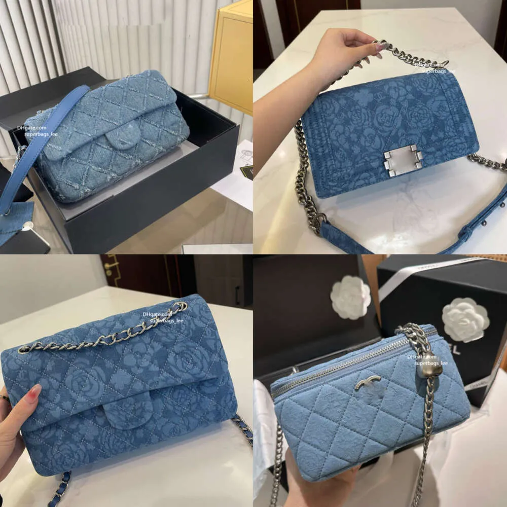 Shoulder Bags designer bag women shoulder bag denim cf chain Bag 25cm woc flip fashion cc jacquard crossbody bags with box