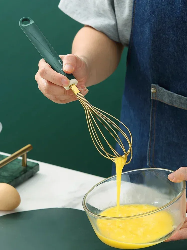 Batteur à oeufs manuel fouet à oeufs en acier inoxydable avec poignée en Silicone antidérapante agitateur à oeufs mélangeur à main pour la cuisine de cuisson 240105