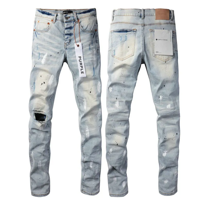 Lila jeans denim byxor mens jeans designer män svarta byxor avancerad kvalitet rak design retro streetwear casual sweatpants pu9006