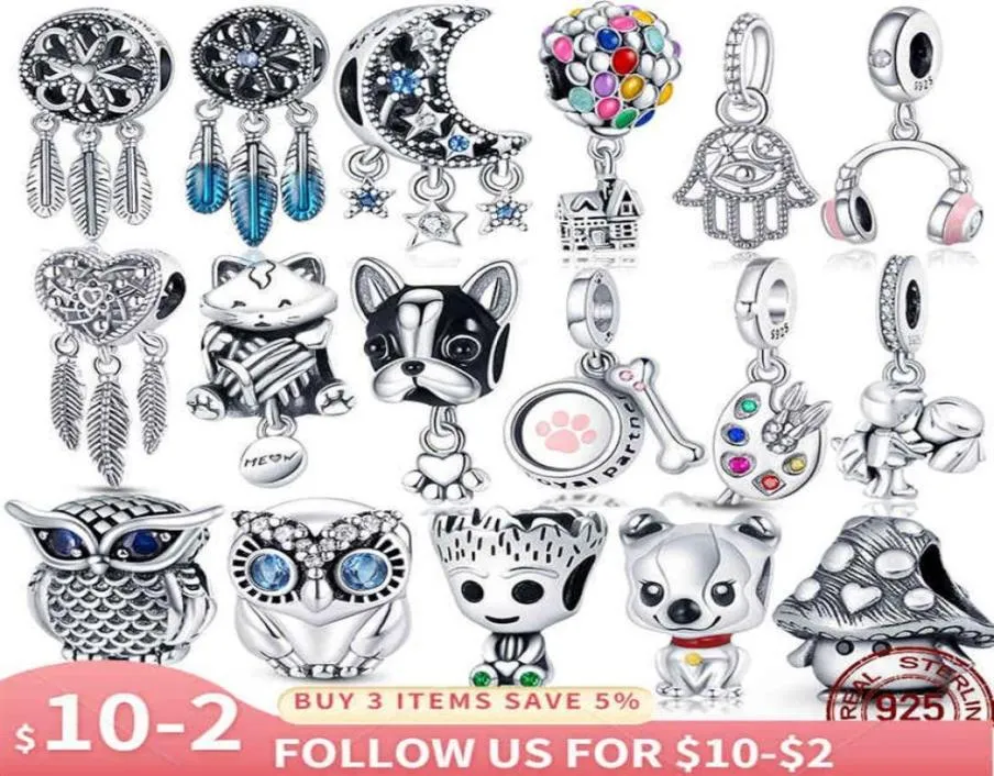 Plata Charms di Ley 925 Argento Dream Catcher Serie Fit 925 Braccialetti originali Pulseira Fai da te 2021 Nuovo280P9559498