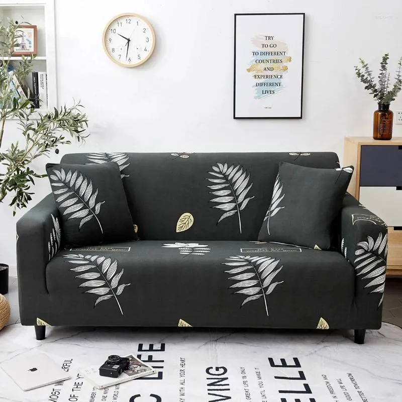 Cadeira cobre slipcovers elásticos capa de sofá moderno para sala de estar canto secional em forma de l sofá precisa comprar 2 peças 1/2/3/4 lugares padrão de folha