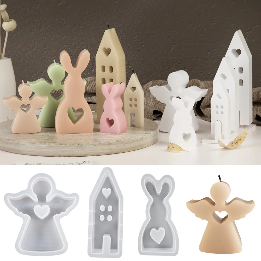 Moule en silicone taille ange, amour, lapin de pâques, plâtre, décoration de maison, goutte de colle