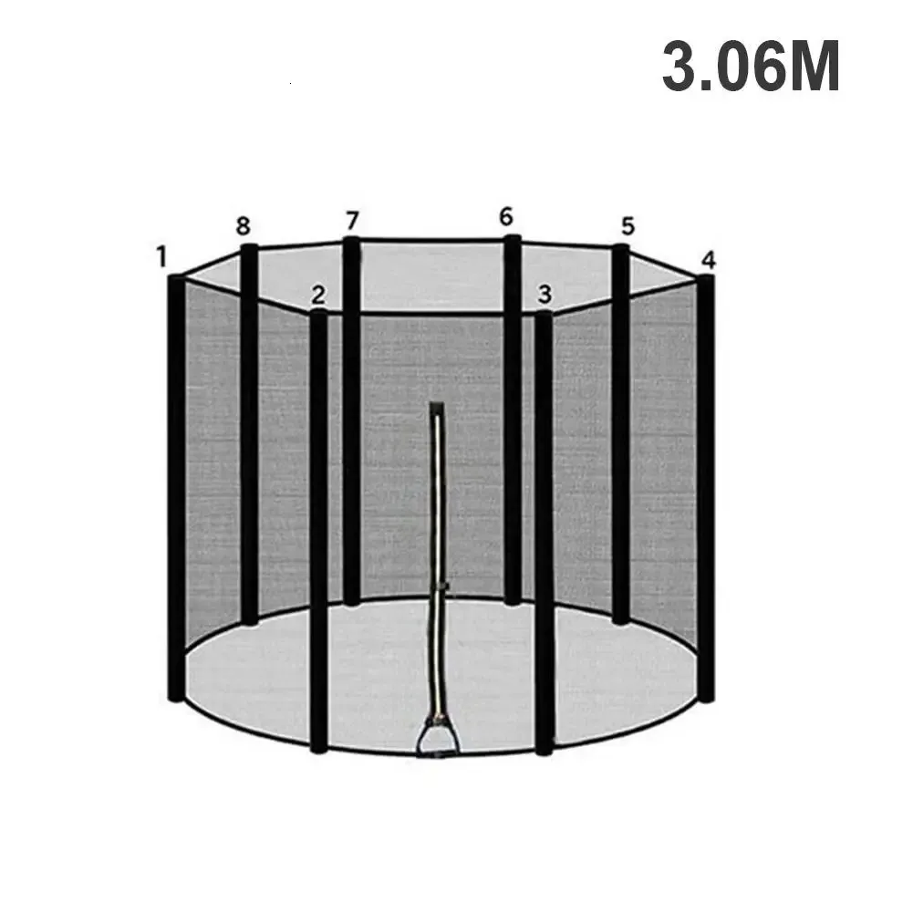 3.06m/1.83m/2.44m 트램폴린 인클로저 그물 울타리 교체 내구성 안전 메쉬 그물 슈트 핏 액세서리 6/8/10 피트 240104