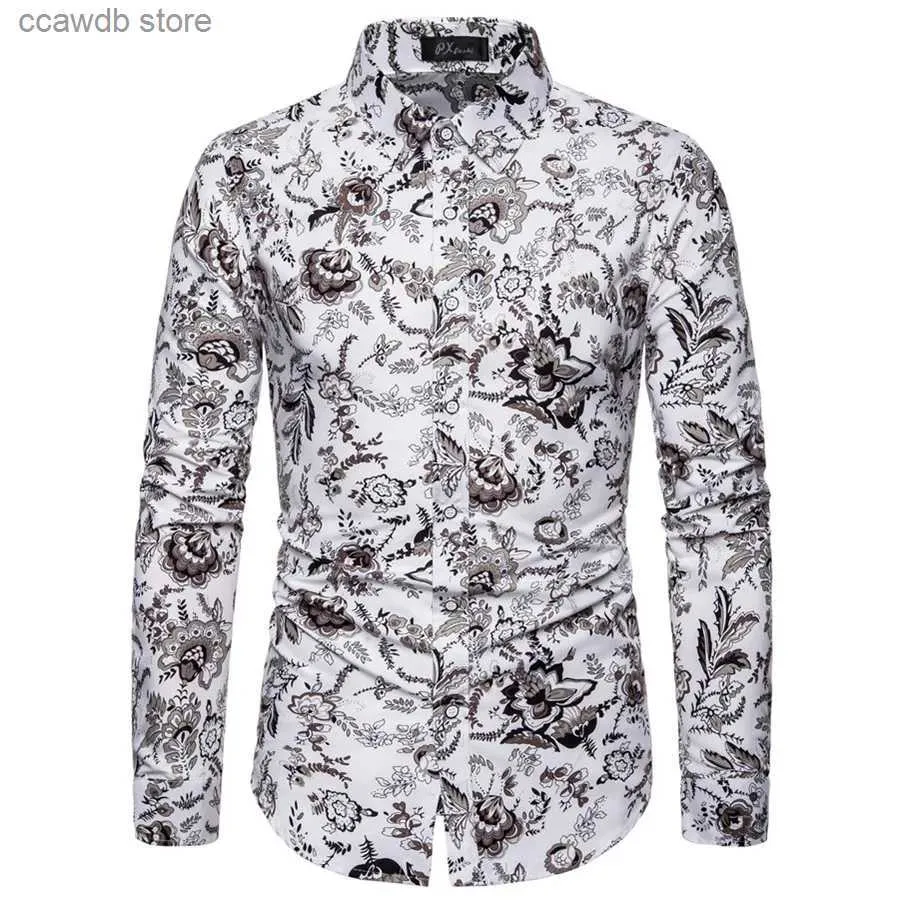 Mäns casual skjortor Mens Long Sleeve Hawaiian skjorta Summer Casual Floral Shirts For Men ML02 T240105