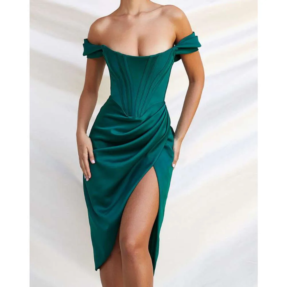 Celebrities Elegant Solid Solid Color Off the Shoulder Asymmetrical Dresses(3 colors) Celebrities Elegant Solid Solid Color Off the Shoulder Asymmetrical Dresses(3 colors)