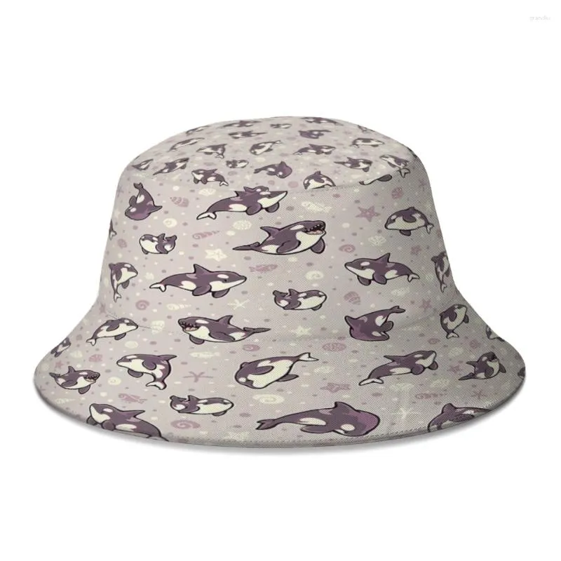 Berets Jelly Bean Orcas Bucket Hat For Women Men Students Foldable Bob Fisherman Hats Panama Cap Streetwear