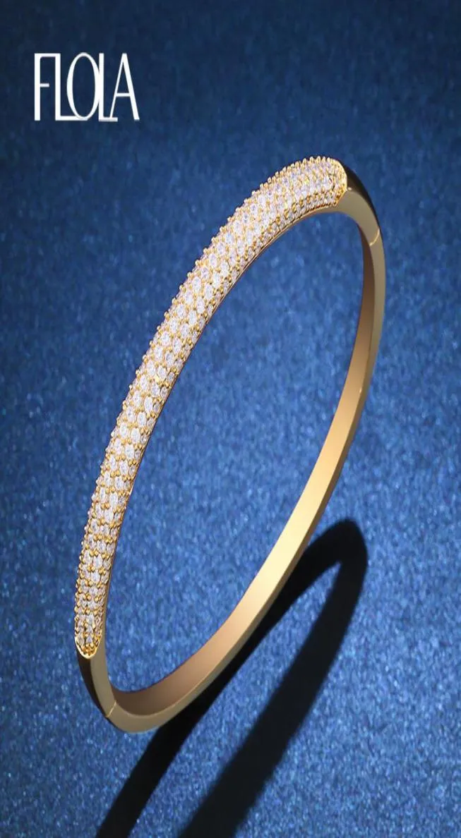 FLOLA Marke Armreif für Frau Zirkonia Gold Manschette Armreifen Armband Pulseira Dubai Hochzeit Schmuck Bijoux brta94 CX2007292105378