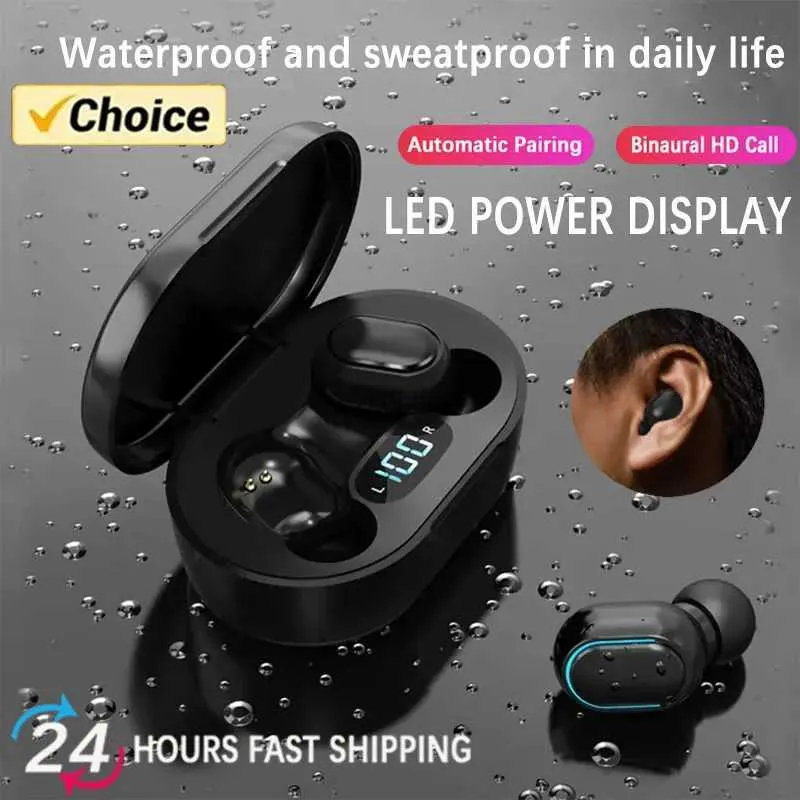 Cep Telefonu Kulaklıklar E7S TWS Kablosuz Kulaklıklar Bluetooth Kulaklık Kontrolü Spor Kulağı Su Geçirmez Mikrofon Müzik Kulaklık Tüm Akıllı Falfil