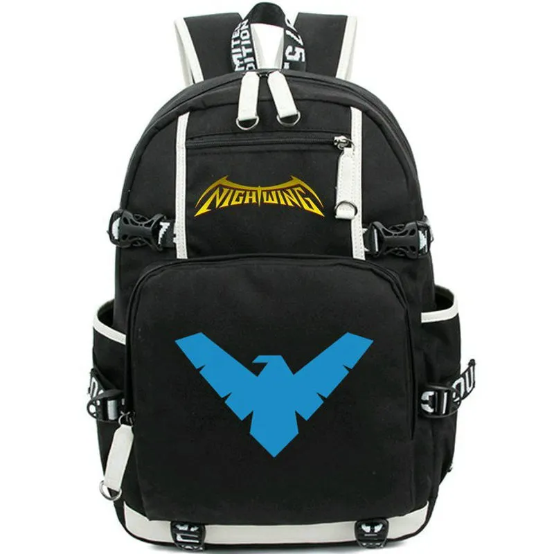 Nightwing Backpack Night Wing Daypack Star School Bag Film Packsack Print RucksAck Casual School Torebka Pakiet Day Day Pack