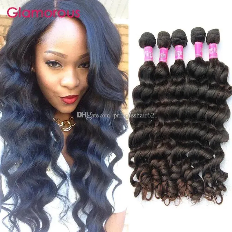 Wefts Glamorous Hair Extensions 5 Bundles Malaysian Peruvian Indian Brazilian Virgin Hair Natural Wave Full Cuticle Virgin Human Hair We