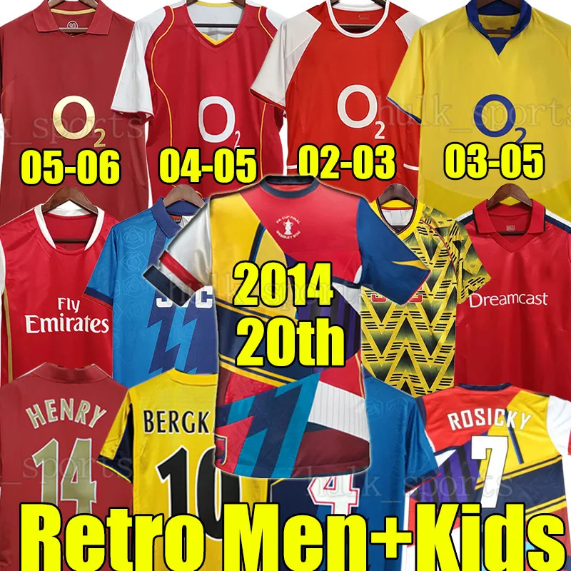 2005 2006 Henry Retro Soccer Jerseys Gunners Highbury Pires Reyes 2014 02 03 92 93 94 95 96 97 98 99 Bergkamp Adams 82 88 89 90 Vintage Classic Men Kids Kit Football Shirts