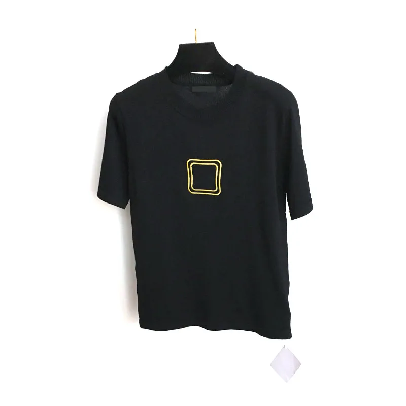2024 Designers T-shirts Fashion T Shirts Mens Women Letter Shirt Square Letter Brodery Ice Silk Short-Sleeved Knitwear Short Sleeve Tide Ladies Top Black Tees S-XL