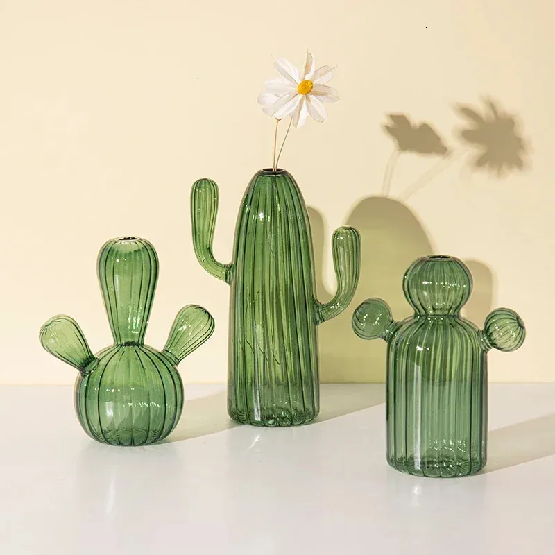 Ins Cactus Glass wazon dekoracja pomieszczenia przezroczystą hydroponikę wazon wazon dekoracyjne wazony pulpit ozdoby urodzinowe prezenty urodzinowe 240105