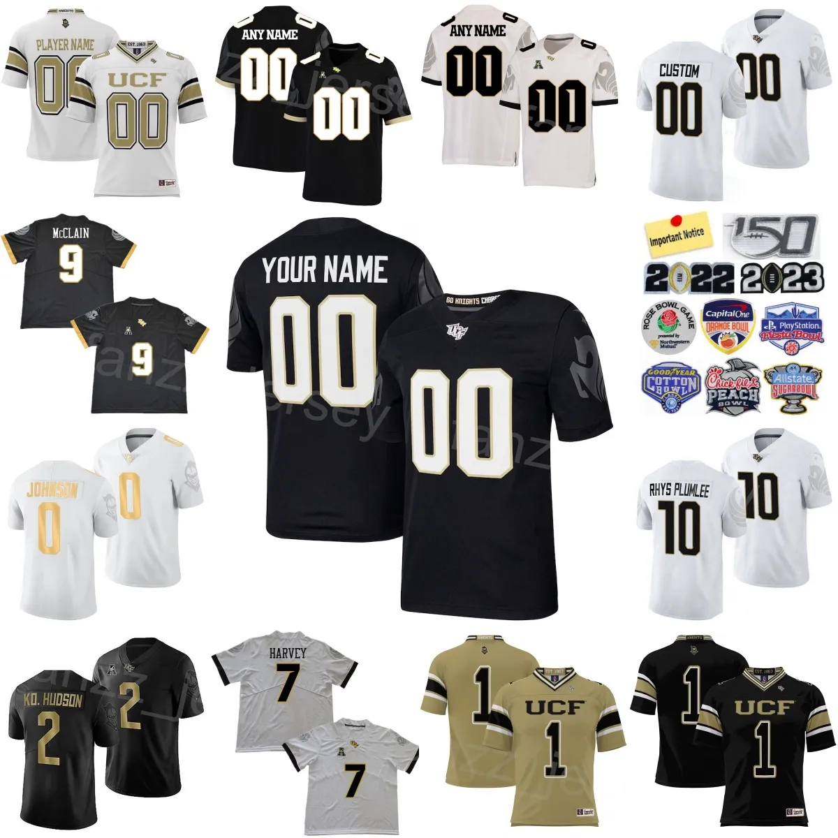 Stitch College UCF Knights 2 Hudson Football Jersey Mens Prosphere 3 Xavier Townsend 0 Jason Johnson 2 Lee Hunter 9 Timmy McClain 7 RJ Harvey 10 John Rhys Plumlee