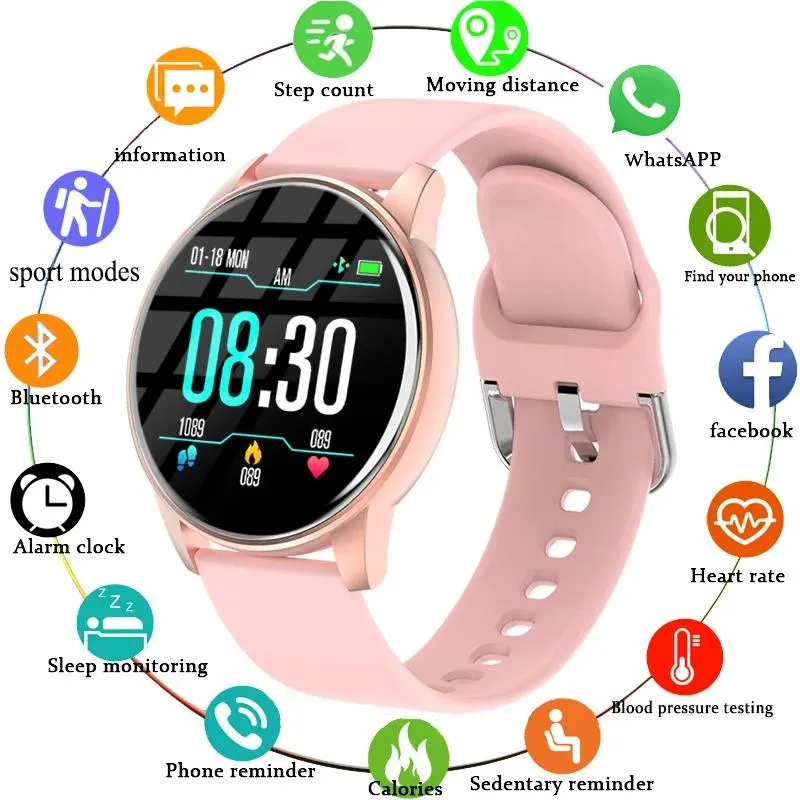 Watches Women Smart Watch Realtime Weather Prognos Activity Tracker Heart Rate Monitor Sports Ladies Smart Watch Men for Android iOS