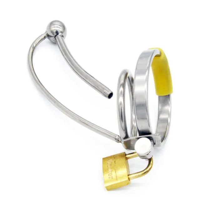 Male Urethral Sound Lock In Chastity Device 4 Rings size Fetish Metal Sex Toy Catheter Insertion Chastity Cage for Men G1034113899