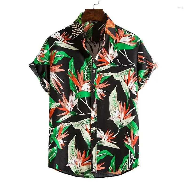 Мужские повседневные рубашки с 3D принтом растений и листьев Графика для мужчин и женщин Гавайская пляжная рубашка с коротким рукавом Уличная одежда Блузка с лацканами Топы Одежда